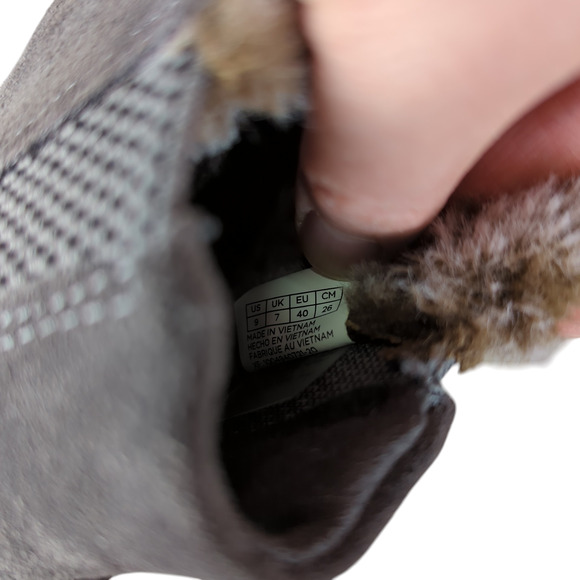 TOMS Bryce Grey Suede Slip On Faux Fur Lined Sneaker Women's Size 9 Low Top - Picture 8 of 9